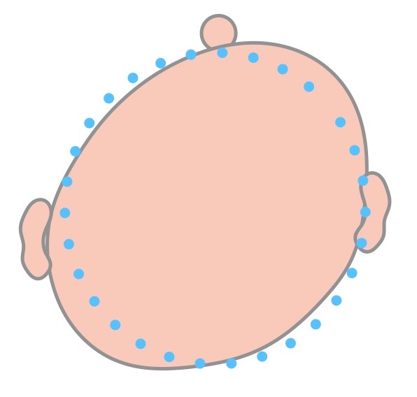 頭が斜めの図解